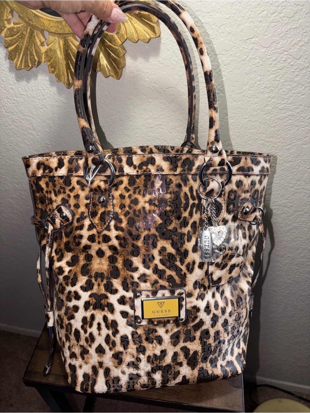 GUESS Leopard-Print Tote in Brown and Black